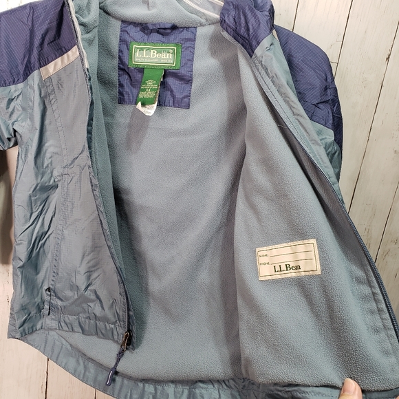 L.L. Bean Kids Blue Fleece Lined Tek Rain Jacket - Picture 10 of 10